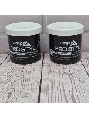 (2) Ampro Pro Style Regular‎ Hold Protein Hair Styling Gel~Non-Flaking~Vegan~6oz